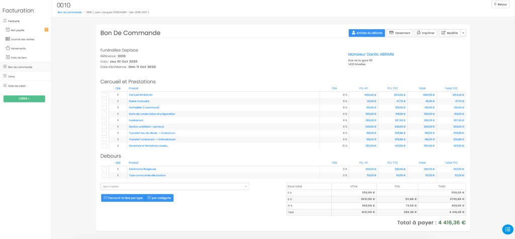 Facturation Funeral Manager